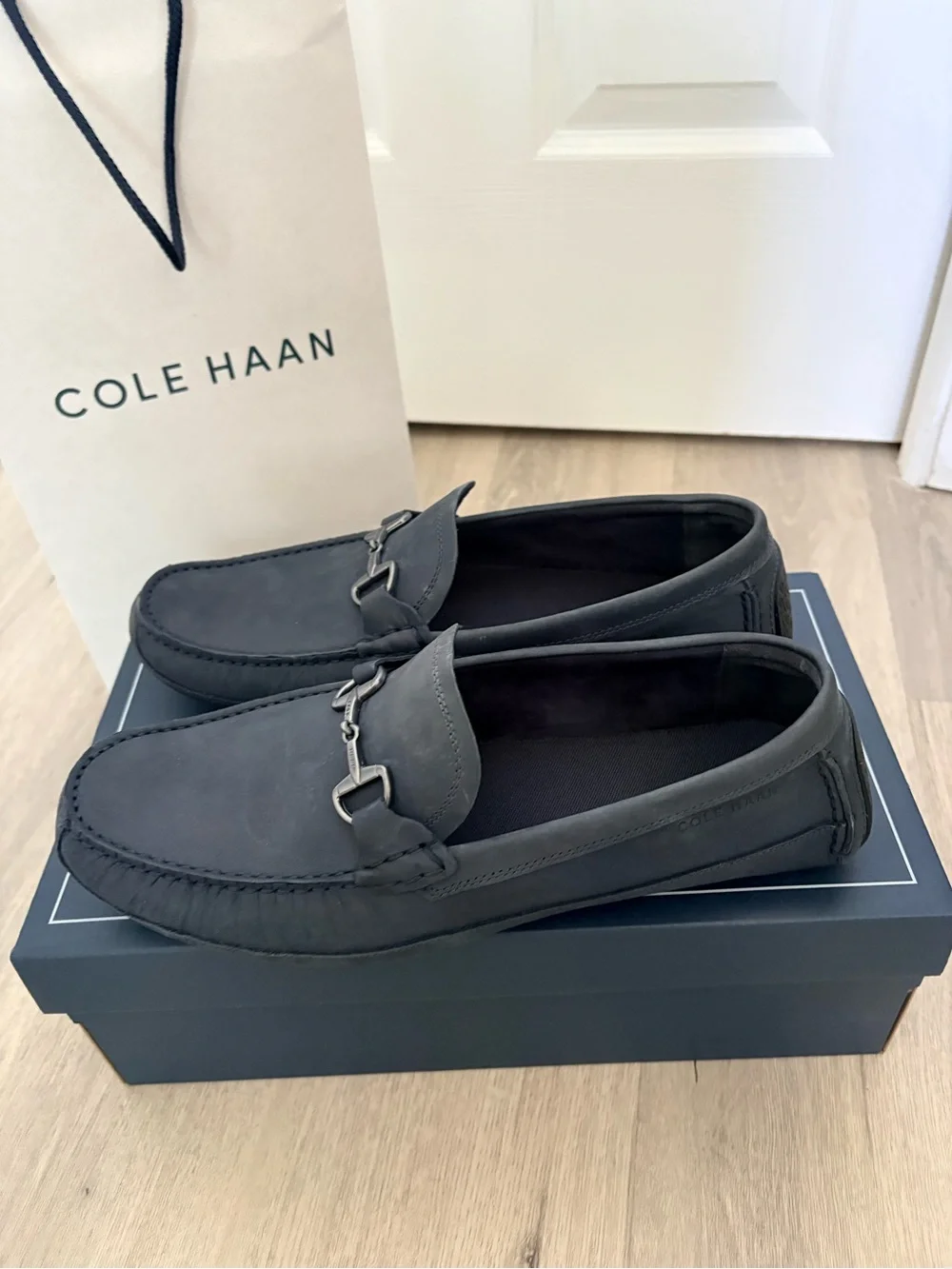 Cole Haan Men’s Navy Nubuck Bit Loafers